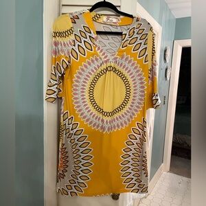 Aryeh Sunburst Yellow Dress with Geometric Design